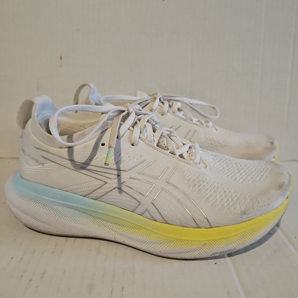 Asics Gel-Nimbus 25 Womens Running Shoes White Lime Zest 1012B356 Size 9